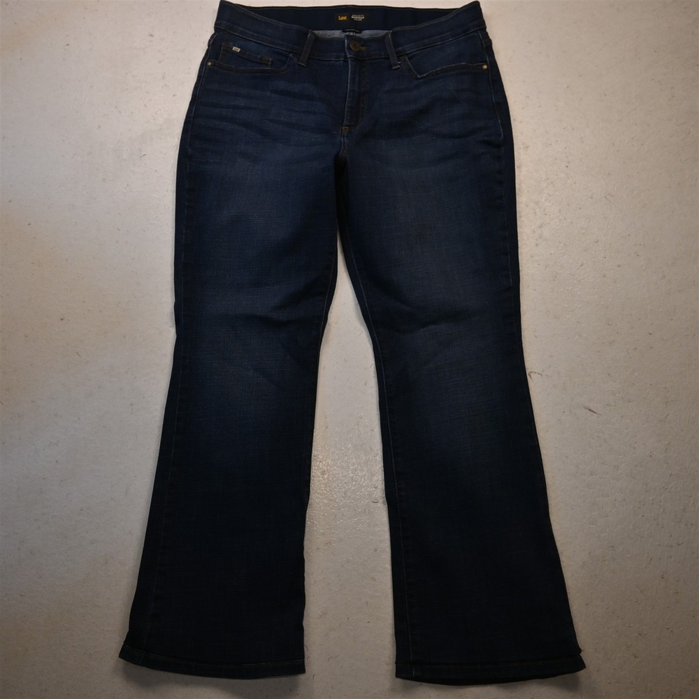 Lee 14 Short Regular Fit Bootcut Mid Rise Rinse Stretch Denim Womens Jeans